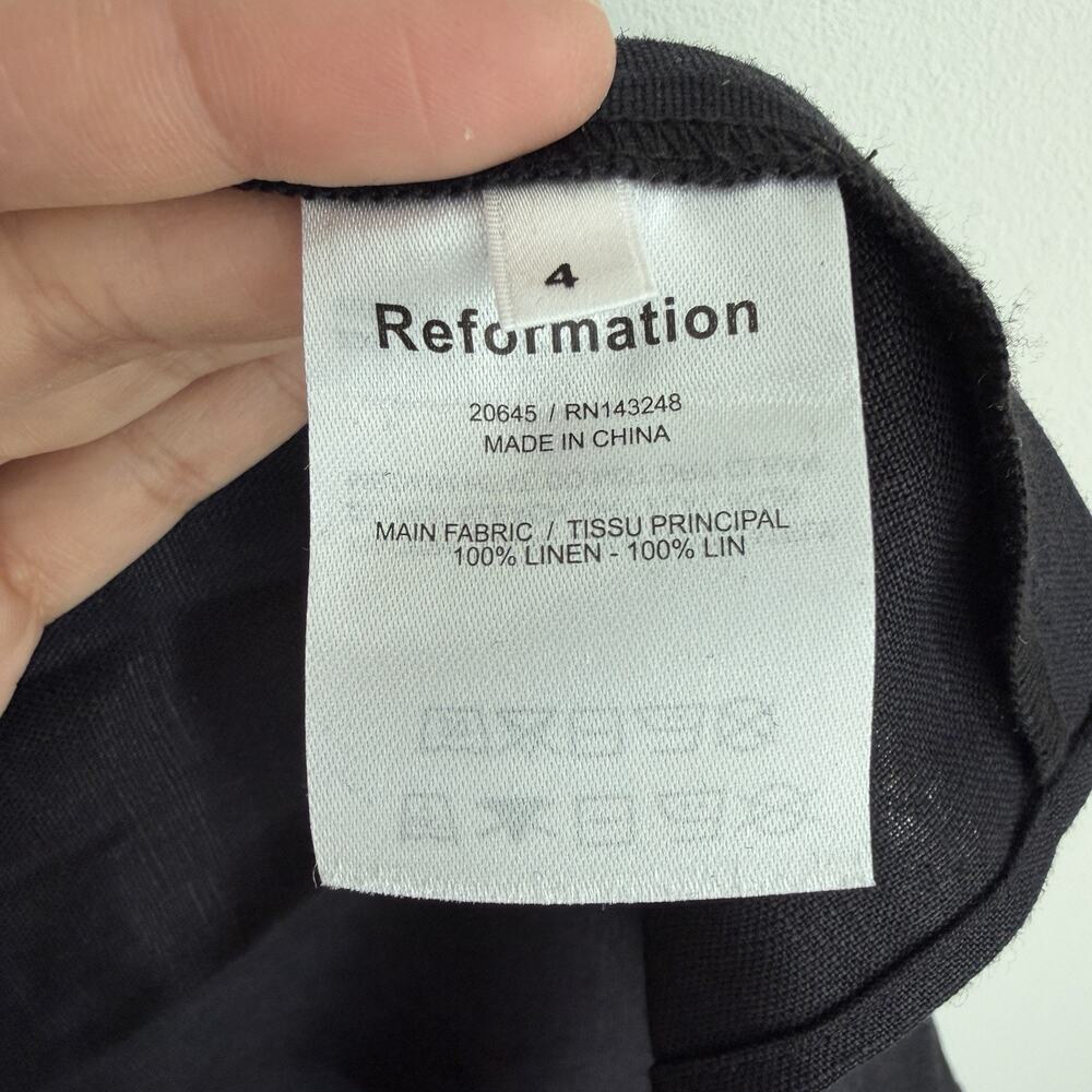 Reformation Linen Palm Set 4 Black Two Piece Set Crop Top Skirt Vacation Resort - Picture 9 of 14